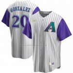 Camiseta Beisbol Hombre Arizona Diamondbacks Luis Gonzalez Alterno Cooperstown Collection Crema Violeta Camiseta Beisbol Hombre Arizona Diamondbacks Luis Gonzalez Alterno Cooperstown Collection Crema Violeta