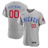 Camiseta Beisbol Hombre Chicago Cubs Road Autentico Personalizada Gris