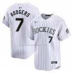 Camiseta Beisbol Hombre Colorado Rockies Brendan Rodgers Primera Limited Blanco