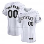 Camiseta Beisbol Hombre Colorado Rockies Primera Elite Personalizada Blanco