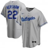 Camiseta Beisbol Hombre Los Angeles Dodgers Clayton Kershaw Road Replica Gris