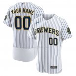 Camiseta Beisbol Hombre Milwaukee Brewers Alterno Autentico Personalizada Blanco
