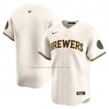 Camiseta Beisbol Hombre Milwaukee Brewers Primera Limited Crema