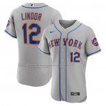 Camiseta Beisbol Hombre New York Mets Francisco Lindor Road Autentico Gris