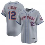 Camiseta Beisbol Hombre New York Mets Francisco Lindor Segunda Limited Gris