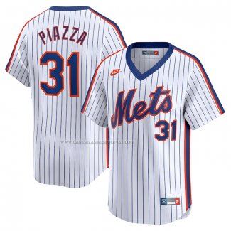 Camiseta Beisbol Hombre New York Mets Mike Piazza Throwback Cooperstown Limited Blanco