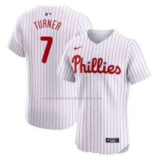 Camiseta Beisbol Hombre Philadelphia Phillies Trea Turner Primera Elite Blanco