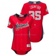 Camiseta Beisbol Mujer All Star 2018 Brandon Crawford Primera Run Derby National League Rojo