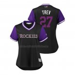 Camiseta Beisbol Mujer Colorado Rockies Trevor Story 2018 LLWS Players Weekend Trev Negro