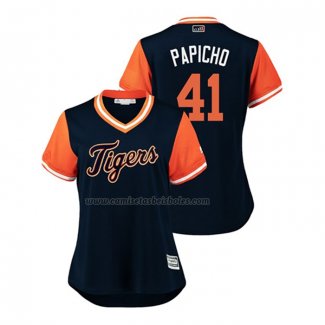 Camiseta Beisbol Mujer Detroit Tigers Victor Martinez 2018 LLWS Players Weekend Papicho Azul