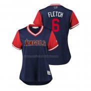 Camiseta Beisbol Mujer Los Angeles Angels David Fletcher 2018 LLWS Players Weekend Fletch Azul