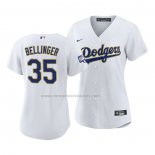 Camiseta Beisbol Mujer Los Angeles Dodgers Cody Bellinger 2021 Gold Program Replica Blanco