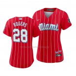 Camiseta Beisbol Mujer Miami Marlins Trevor Rogers 2021 City Connect Sugar Kings Rojo