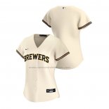 Camiseta Beisbol Mujer Milwaukee Brewers Replica Primera 2020 Crema