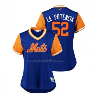 Camiseta Beisbol Mujer New York Mets Yoenis Cespedes 2018 LLWS Players Weekend La Potencia Azul