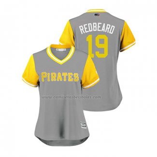 Camiseta Beisbol Mujer Pittsburgh Pirates Colin Moran 2018 LLWS Players Weekend Redbeard Gris