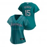 Camiseta Beisbol Mujer Seattle Mariners Kyle Seager Replica Alterno 2020 Verde