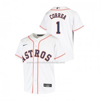 Camiseta Beisbol Nino Houston Astros Carlos Correa Replica Primera Blanco