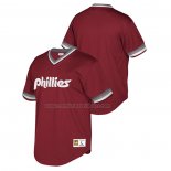 Camiseta Beisbol Nino Philadelphia Phillies Cooperstown Collection Mesh Wordmark V-Neck Burgundy
