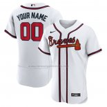 Camiseta Beisbol Hombre Atlanta Braves Primera Autentico Personalizada Blanco