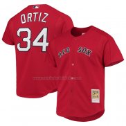 Camiseta Beisbol Hombre Boston Red Sox David Ortiz Mitchell & Ness Cooperstown Collection Mesh Batting Practice Rojo
