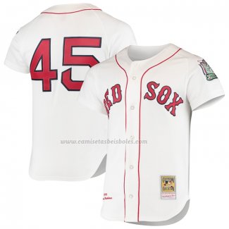 Camiseta Beisbol Hombre Boston Red Sox Pedro Martinez Mitchell & Ness 1999 Cooperstown Collection Primera Autentico Blanco