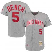 Camiseta Beisbol Hombre Cincinnati Reds Johnny Bench Mitchell & Ness 1969 Autentico Retro Gris