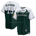 Camiseta Beisbol Hombre Colorado Rockies Charlie Blackmon City Connect Replica Blanco Verde