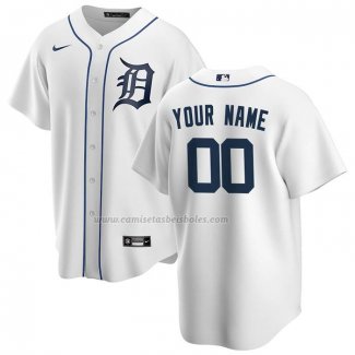 Camiseta Beisbol Hombre Detroit Tigers Primera Replica Personalizada Blanco