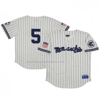 Camiseta Beisbol Hombre Kansas City Monarchs 5 Rings & Crwns Mesh Button Down Replica Crema