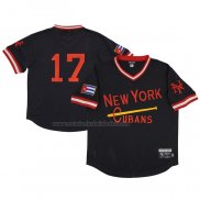 Camiseta Beisbol Hombre New York Cubans 17 Rings & Crwns Mesh Replica V-Neck Negro