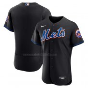 Camiseta Beisbol Hombre New York Mets Alterno Autentico Negro