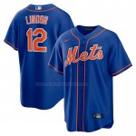 Camiseta Beisbol Hombre New York Mets Francisco Lindor Alterno Replica Azul Camiseta Beisbol Hombre New York Mets Francisco Lindor Alterno Replica Azul