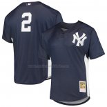 Camiseta Beisbol Hombre New York Yankees Derek Jeter Mitchell & Ness Cooperstown Collection Mesh Batting Practice Azul