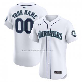 Camiseta Beisbol Hombre Seattle Mariners Primera Elite Personalizada Blanco