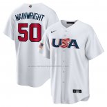 Camiseta Beisbol Hombre USA 2023 Adam Wainwright Replica Blanco