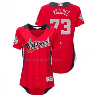 Camiseta Beisbol Mujer All Star 2018 Felipe Vazquez Primera Run Derby National League Rojo