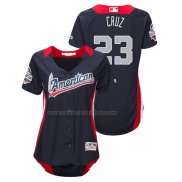 Camiseta Beisbol Mujer All Star 2018 Nelson Cruz Primera Run Derby American League Azul