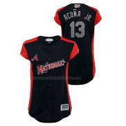 Camiseta Beisbol Mujer All Star 2019 Atlanta Braves Ronald Acuna Jr. Workout National League Azul