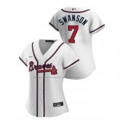 Camiseta Beisbol Mujer Atlanta Braves Dansby Swanson Replica Primera 2020 Blanco