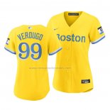 Camiseta Beisbol Mujer Boston Red Sox Alex Verdugo 2021 City Connect Replica Oro