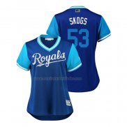 Camiseta Beisbol Mujer Kansas City Royals Eric Skoglund 2018 LLWS Players Weekend Skogs Azul