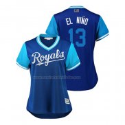 Camiseta Beisbol Mujer Kansas City Royals Salvador Perez 2018 LLWS Players Weekend El Nino Azul