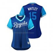 Camiseta Beisbol Mujer Kansas City Royals Whit Merrifield 2018 LLWS Players Weekend Whitley Azul