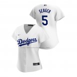 Camiseta Beisbol Mujer Los Angeles Dodgers Corey Seager Replica Primera 2020 Blanco