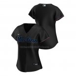 Camiseta Beisbol Mujer Miami Marlins Replica Alterno 2020 Negro