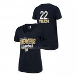 Camiseta Beisbol Mujer Milwaukee Brewers Christian Yelich V Neck Baby Flipped Azul Camiseta Beisbol Mujer Milwaukee Brewers Christian Yelich V Neck Baby Flipped Azul