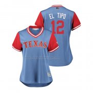 Camiseta Beisbol Mujer Texas Rangers Rougned Odor 2018 LLWS Players Weekend El Tipo Azul