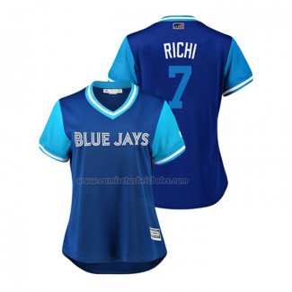 Camiseta Beisbol Mujer Toronto Blue Jays Richard Urena 2018 LLWS Players Weekend Richi Azul