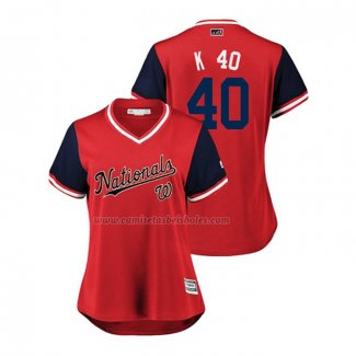 Camiseta Beisbol Mujer Washington Nationals Kelvin Herrera 2018 LLWS Players Weekend K 40 Rojo